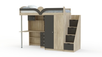 Кровать-чердак с рабочей зоной Мираж К-32 BMS с лестницей