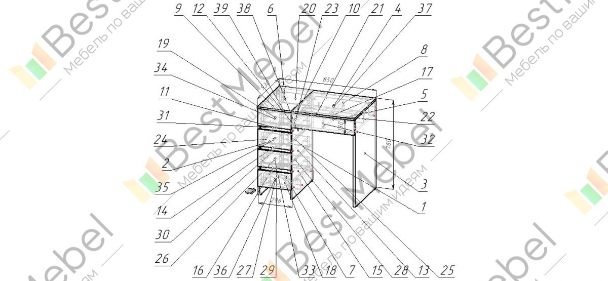 Туалетный стол бланка схема сборки
