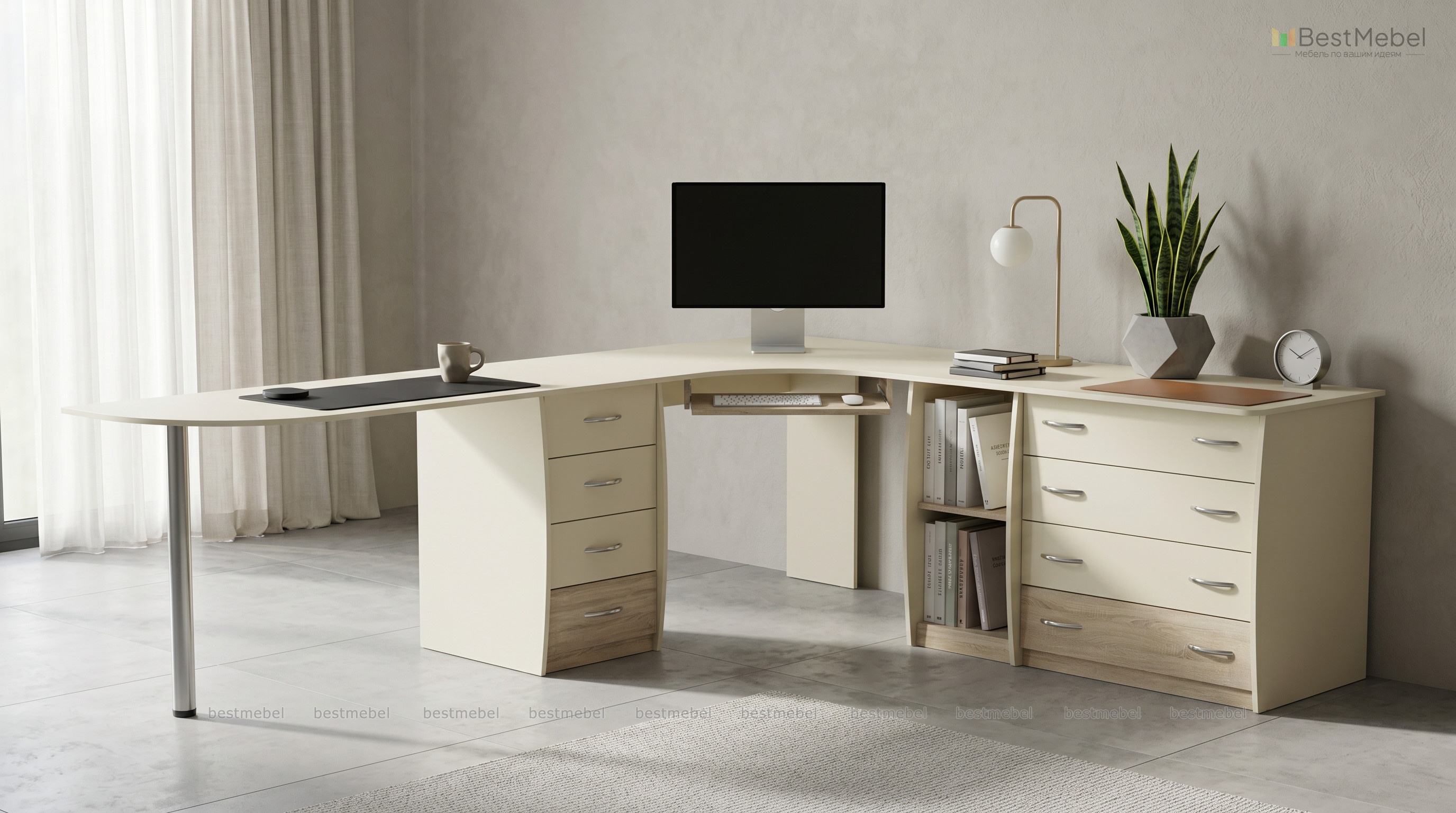 Угловой письменный стол для двоих Нико 88 BMS