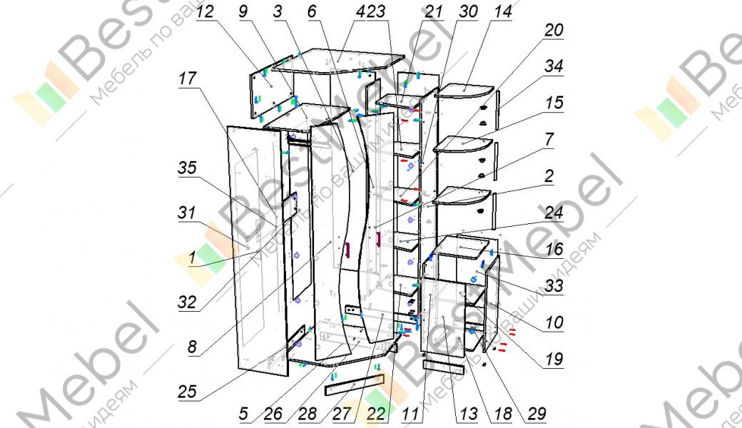 Угловой шкаф зенит 1 схема сборки