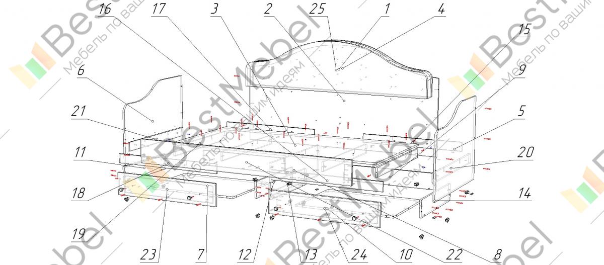 Схема сборки кровать алиса стендмебель