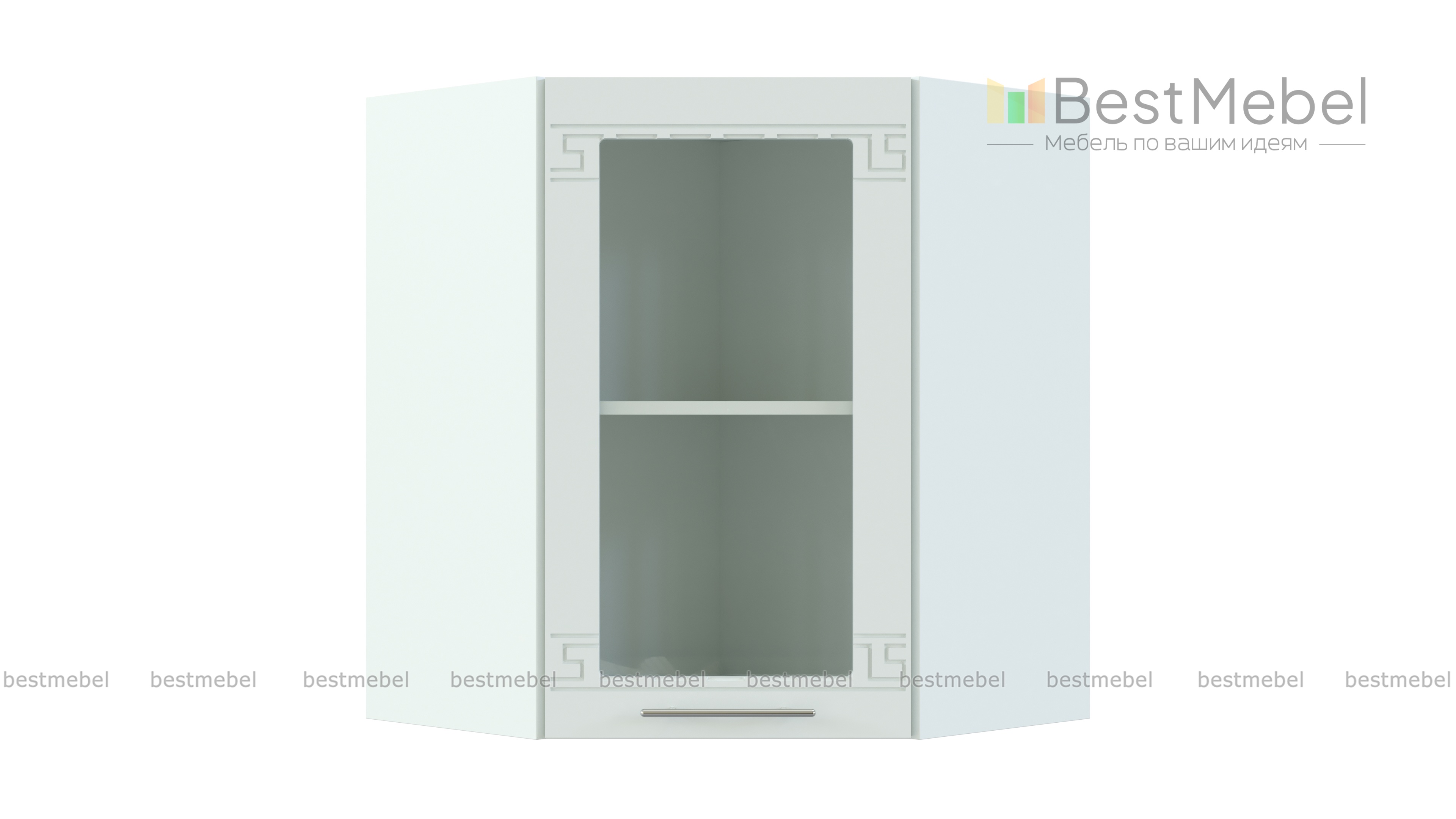 Шкаф навесной угловой со стеклом 590 Греция BMS